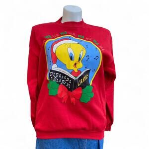 Vintage 90S Tweety Bird Christmas Crewneck Sweatshirt XL